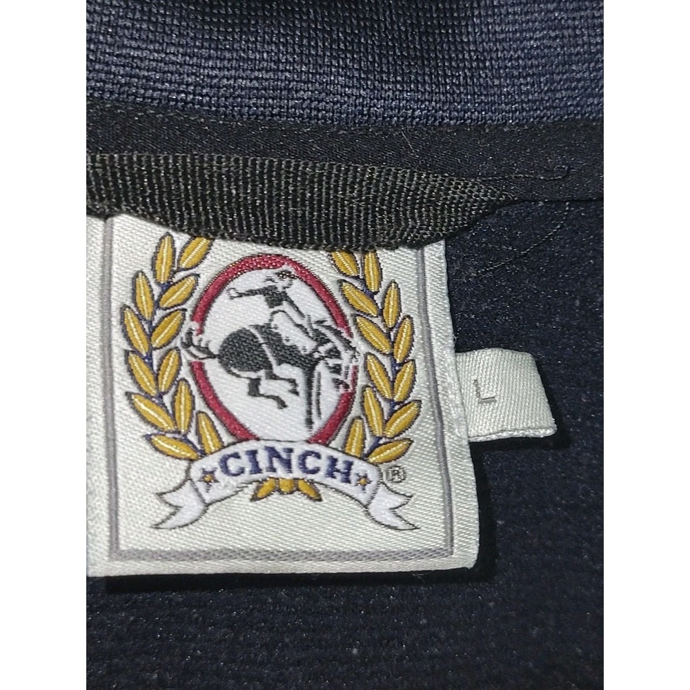 Cinch Pullover Sweatshirt Mens L Navy Blue 1/4 Zip Mock Neck Long Sleeve Logo - Picture 6 of 8